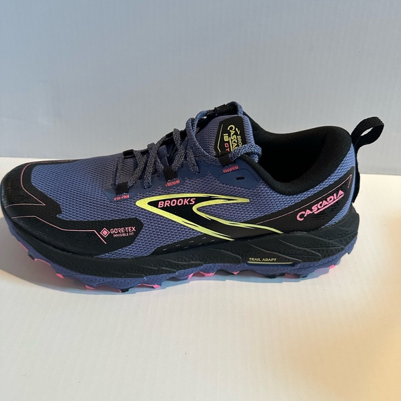 Brooks Cascadia Trail Shoes in Blue with Pink and Yellow - Picture 1 of 6